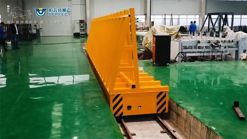 motorized die cart with flat tread steel wheels 120 ton